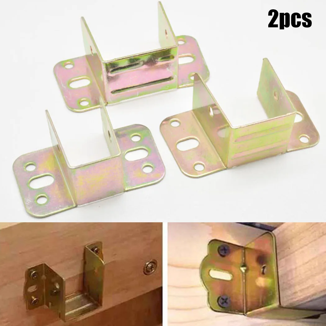 Furniture Hardware Hinges - U字型金属製ベッドブラケット、ヒンジ取り付けコネクタ、ハードウェアロック、固定接続、家具レールフックブラケット、2個