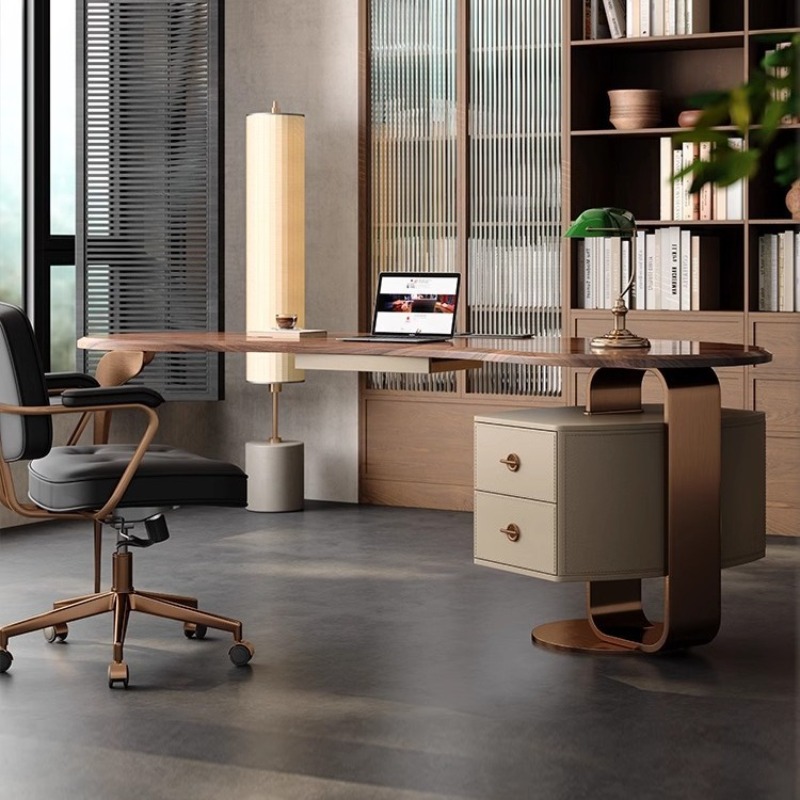 Furniture Hardware High End - ウォールナット無垢材ライトラグジュアリーモダンデスク北欧デザイナー大型ボード中国デスクハイエンド学習テーブル