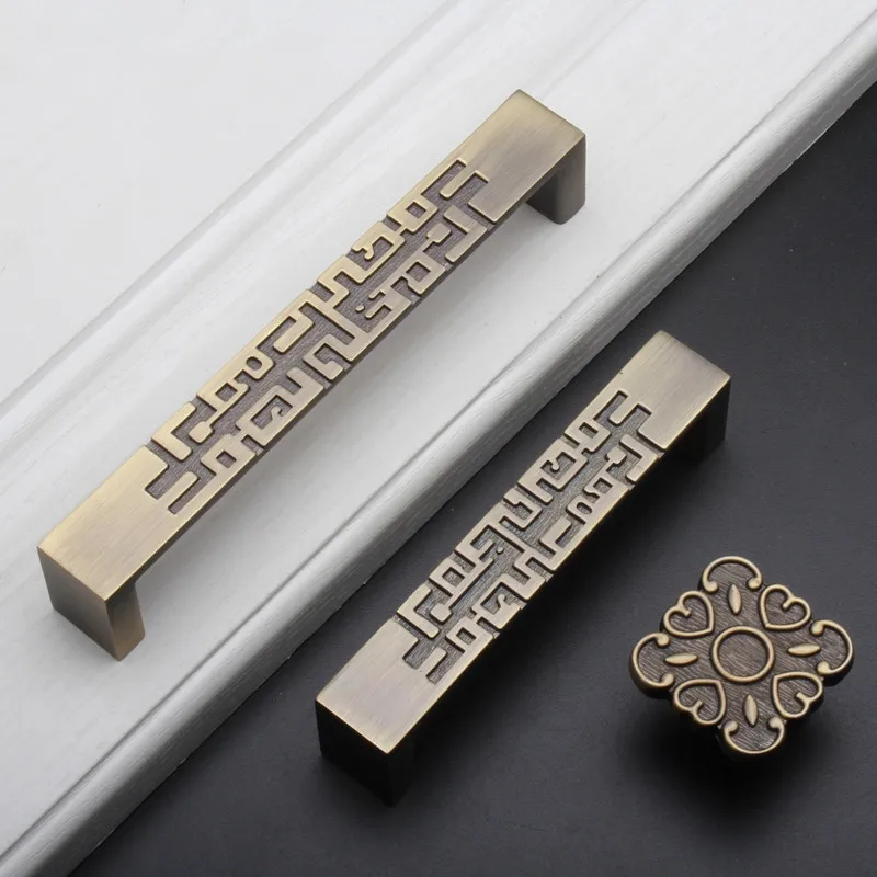 Unique Furniture Hardware - 2 個中国風の引き出し引き出しプルハンドルブロンズユニークなキャビネットハンドルノブキッチンドアハンドル家具ハードウェア