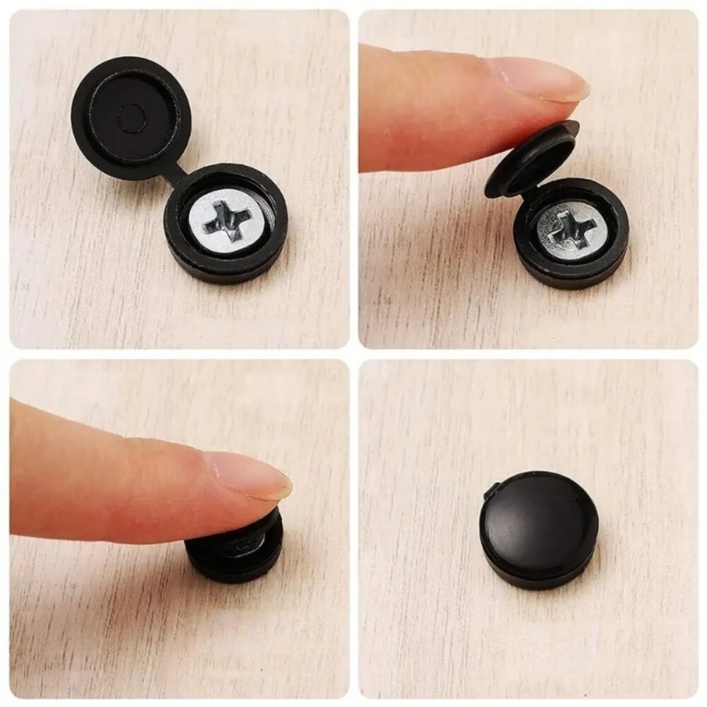 50/100/200 個黒実用的なヒンジ付きプラスチックネジ - Furniture Hardware Hinges のレビューと価格