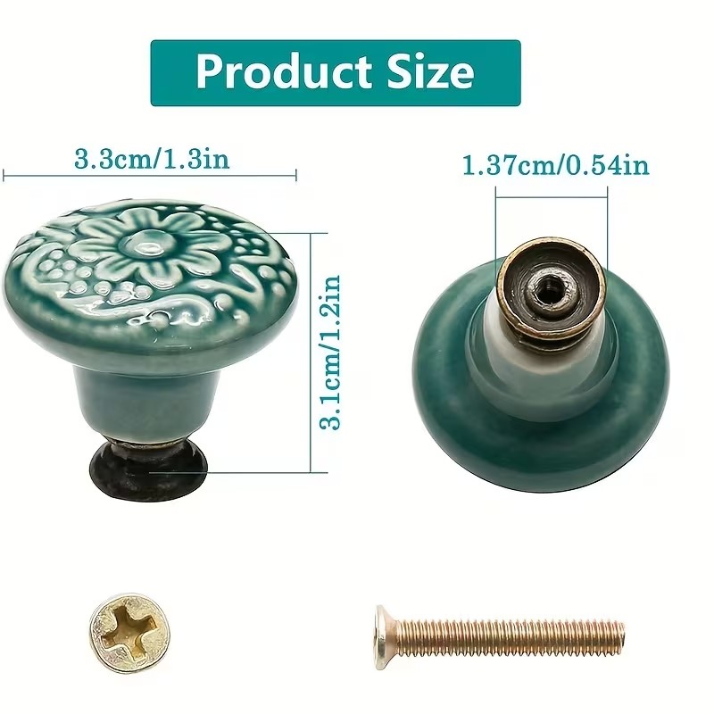 12個のセラミック製キャビネットノブ、花柄デザイン、耐久性の - Furniture Hardware Pulls のレビューと価格