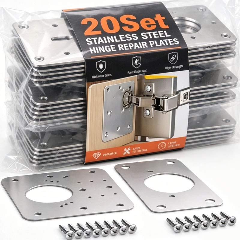 キャビネットドアヒンジ修理プレートキットステンレス鋼ヘビーデ - Furniture Hardware Repair のレビューと価格