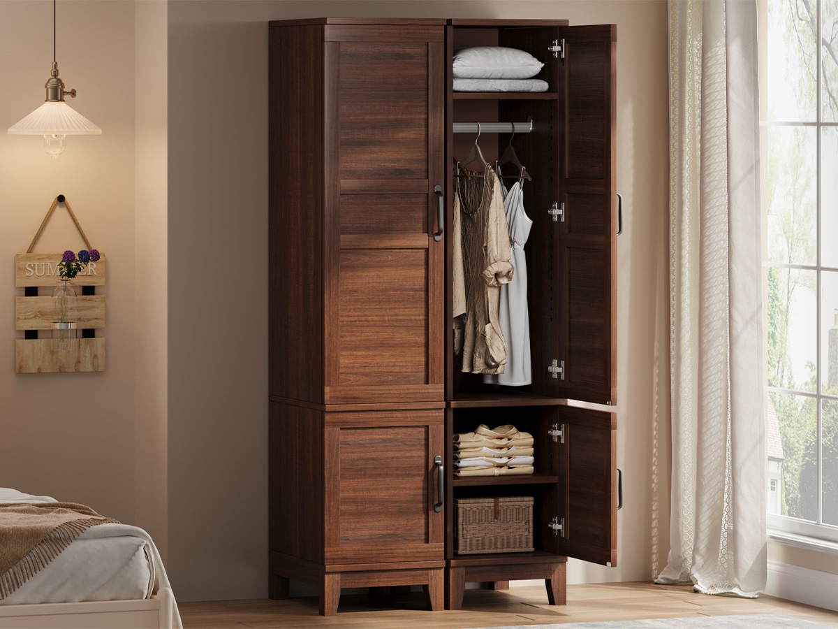 木製ワードローブクローゼット – 高さ72インチ、18個の調 - Furniture Hardware Hinges のレビューと価格